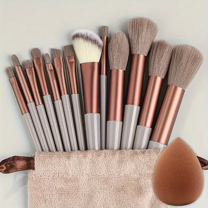 13-Piece Makeup Brush Set - Soft & Fluffy for Foundation, Eyeshadow, Blush & Powder