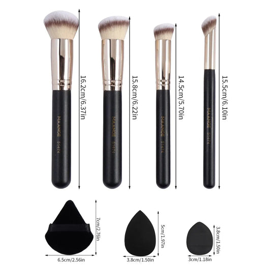 MAANGE 11PCs Makeup Tool Kit – Brushes, Sponges & Puffs for Flawless Application
