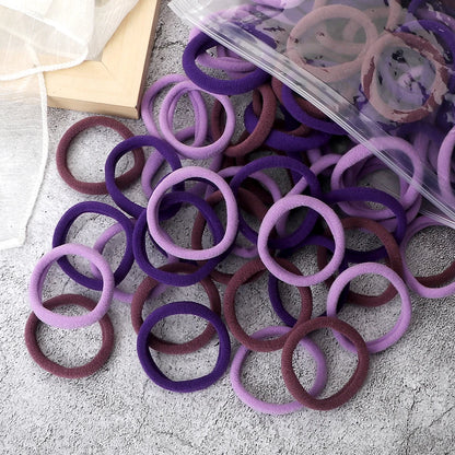 50Pcs Mixed Color Hair Ties - 4cm Elastic Ponytail Holders
