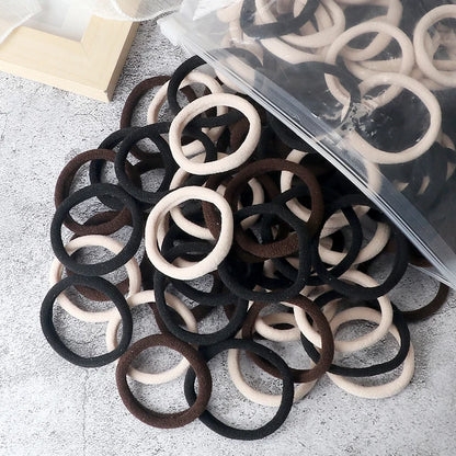 50Pcs Mixed Color Hair Ties - 4cm Elastic Ponytail Holders