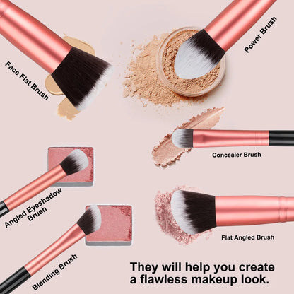 14/16-Piece Makeup Brush Set - Soft & Fluffy for Eye Shadow, Foundation, Blush & Concealer