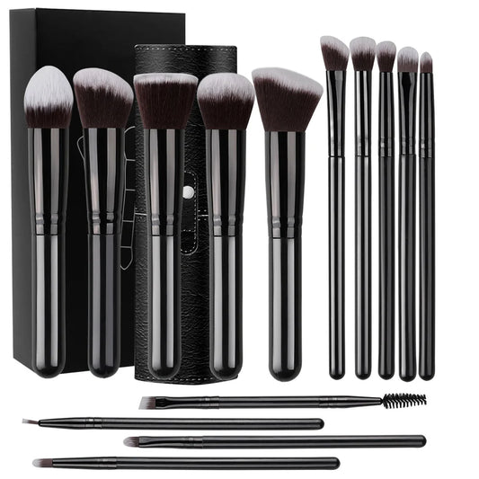 14-Piece Makeup Brush Set - Soft & Fluffy for Foundation, Blush, Powder & Eyeshadow