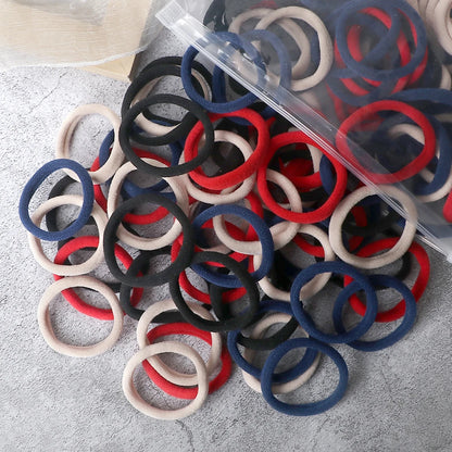 50Pcs Mixed Color Hair Ties - 4cm Elastic Ponytail Holders
