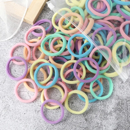 50Pcs Mixed Color Hair Ties - 4cm Elastic Ponytail Holders