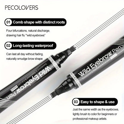 6 Colors Waterproof 4-Tip Eyebrow Pen – Long-Lasting Liquid Eyebrow Tattoo Pencil