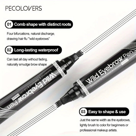 6 Colors Waterproof 4-Tip Eyebrow Pen – Long-Lasting Liquid Eyebrow Tattoo Pencil