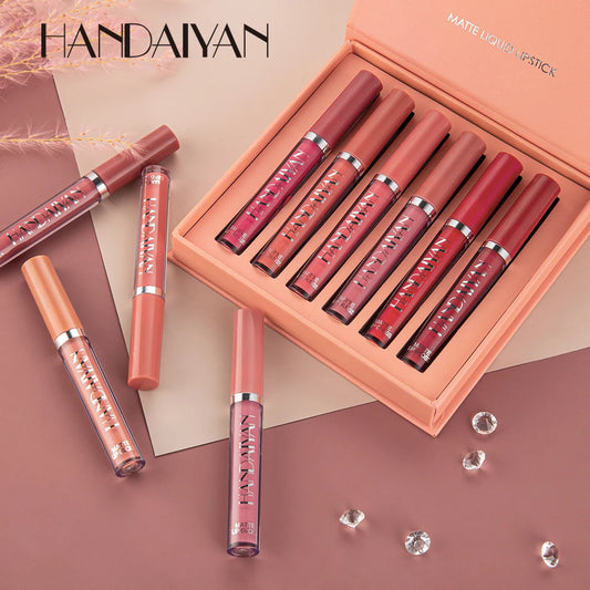 HANDAIYAN 6-Piece Liquid Lipstick Set - Long-Lasting Matte Finish